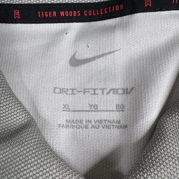 Nike Tiger Woods Dri-FIT ADV DA2995-100 Mens Gray Black Golf Polo Shirt Size XL - Picture 9 of 14